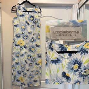 Liz Claiborne Line Floral Midi Dress - Blue and Yellow